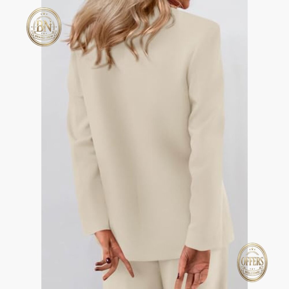 Double Breasted Polyester Blazer With Pockets For… - image 3